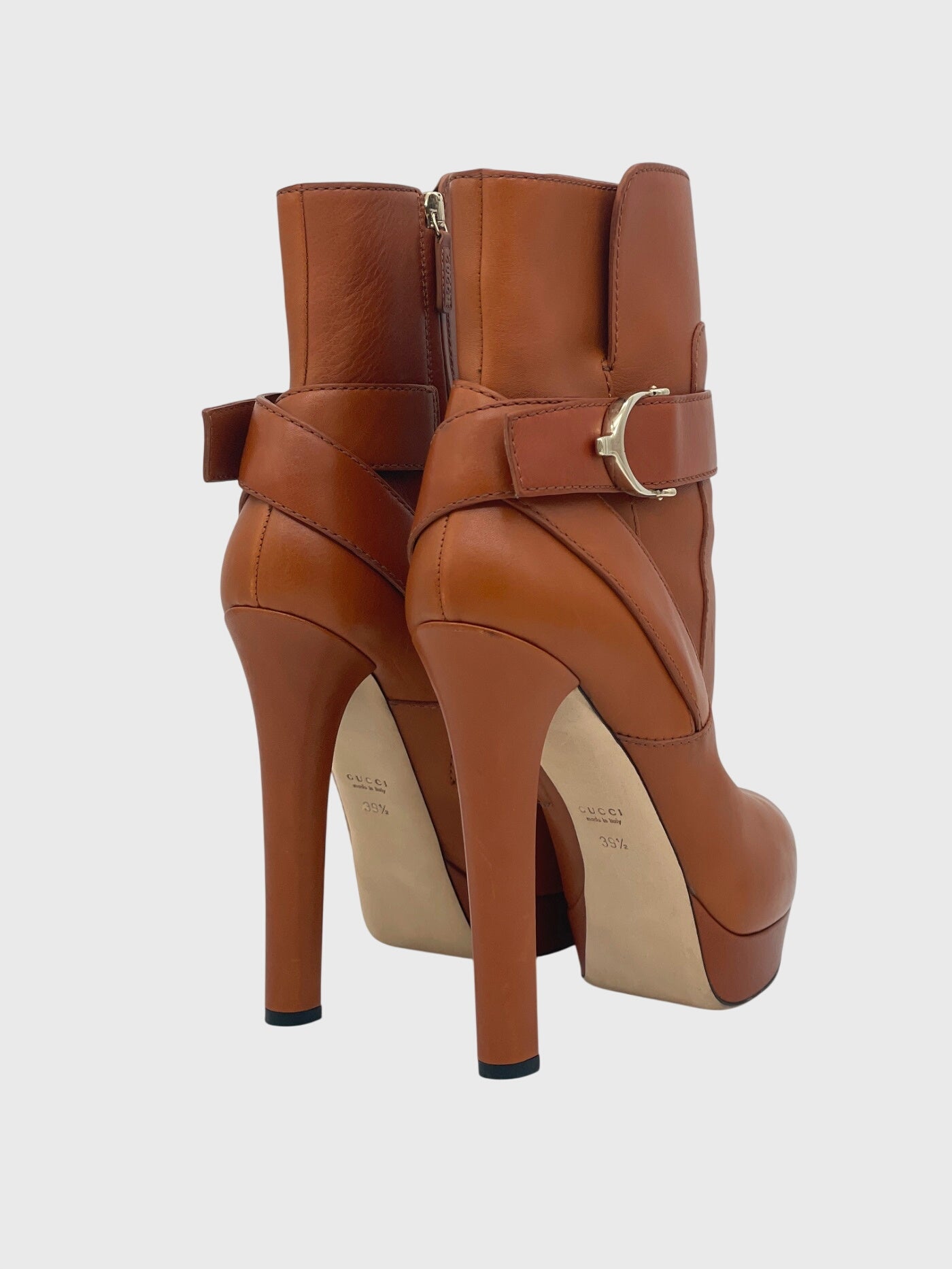Gucci Leather Platform Ankle Boot EU 39.5 Braun - Image 4