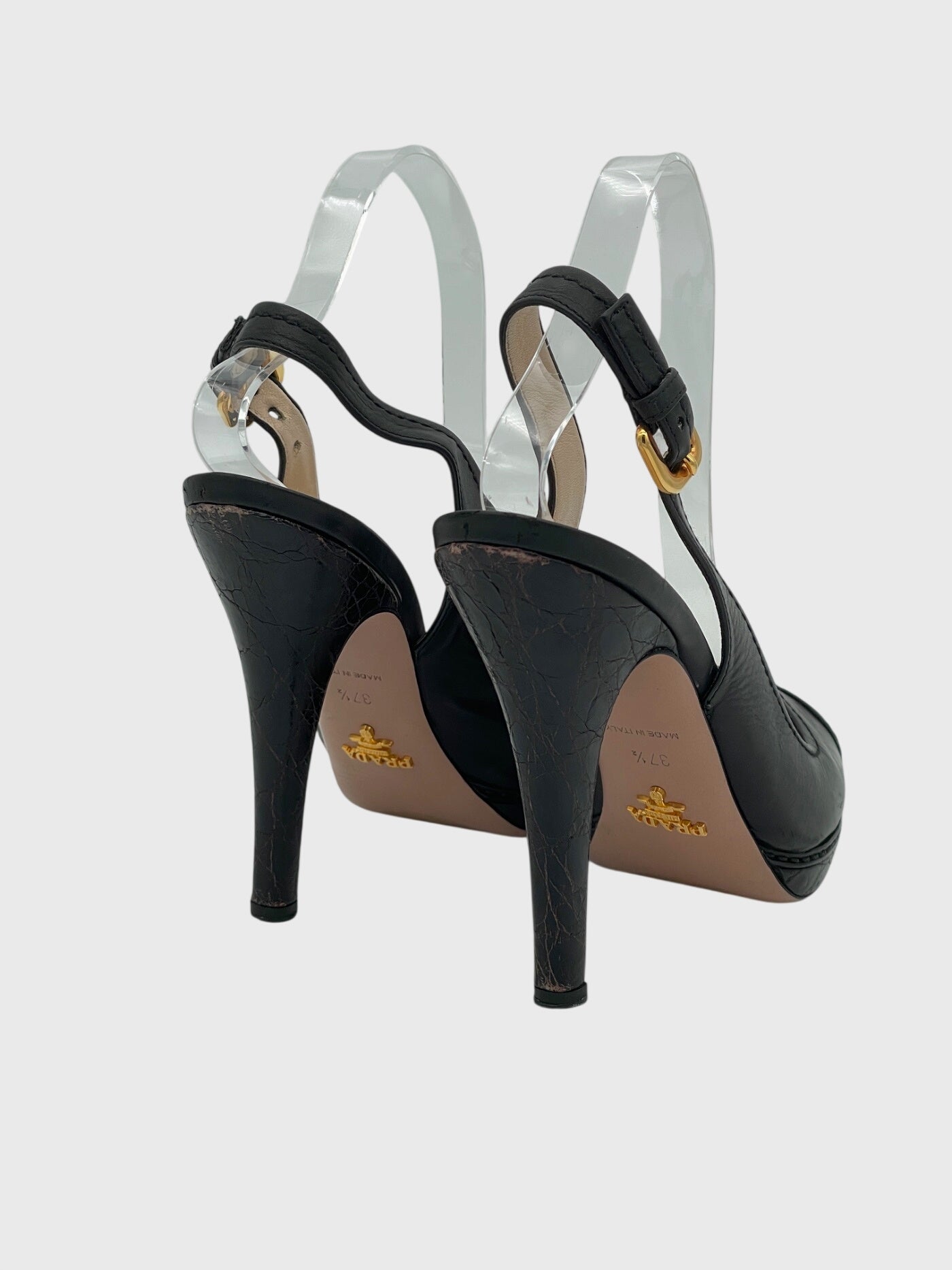 Prada Croc-Effect Platform Slingback EU 37.5 Schwarz - Image 4