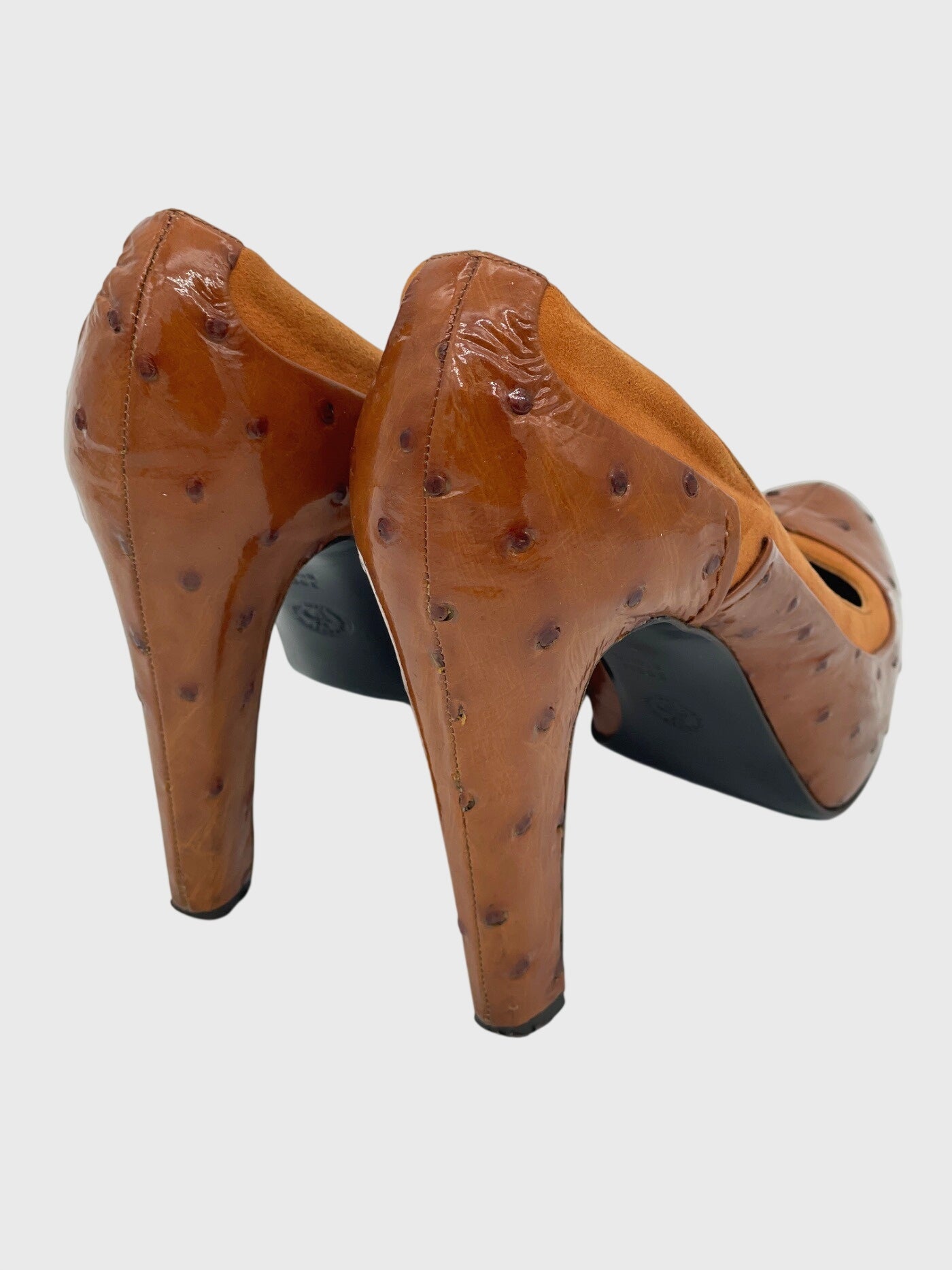 Bally Ostrich Leather Plateau Pump EU 39 Braun - Image 4