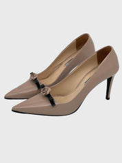 Prada Flower Bow Pointed-Toe Pump EU 40 Beige - Image 3