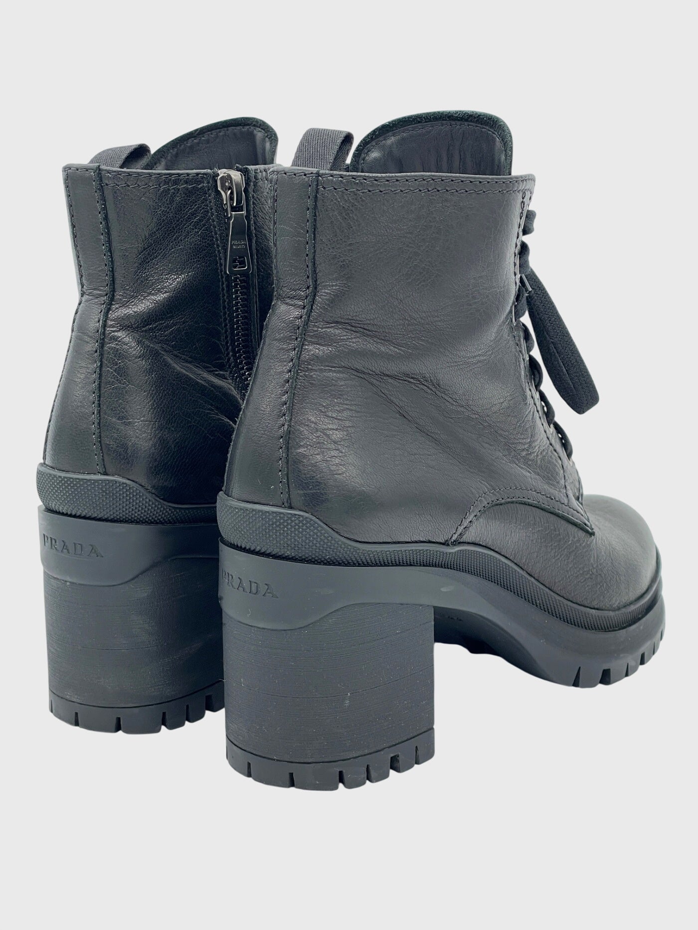 Prada Block Heel Ankle Boot EU 38 Schwarz - Image 4