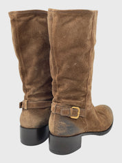 Prada Suede Buckle Stiefel EU 38.5 Braun - Image 4
