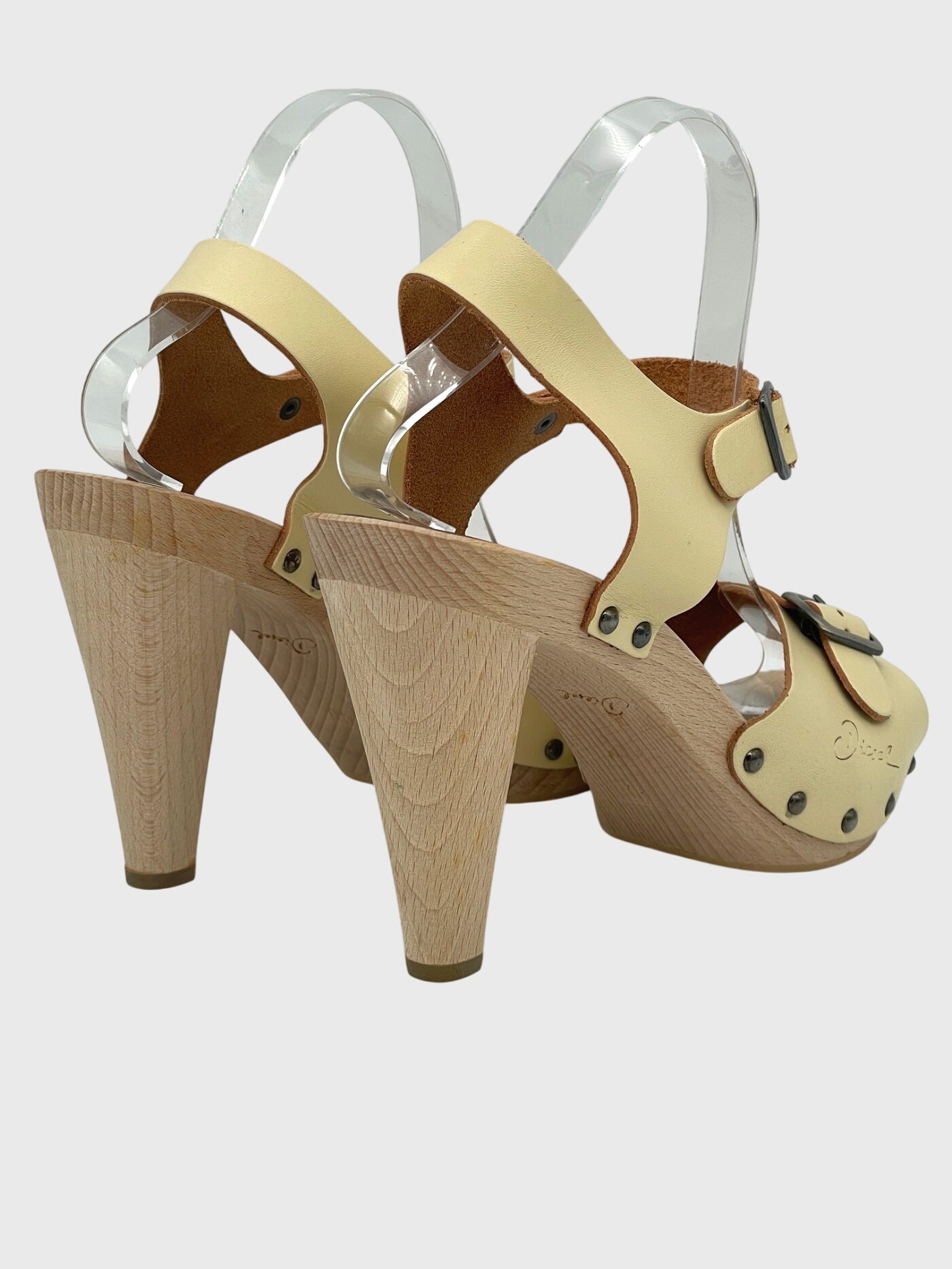 Diesel Wooden Heel Sandale mit Absatz EU 40 Beige - Image 4