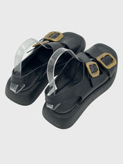 Tod's Gomma Double Buckle Flache Sandale EU 37.5 Schwarz - Image 4