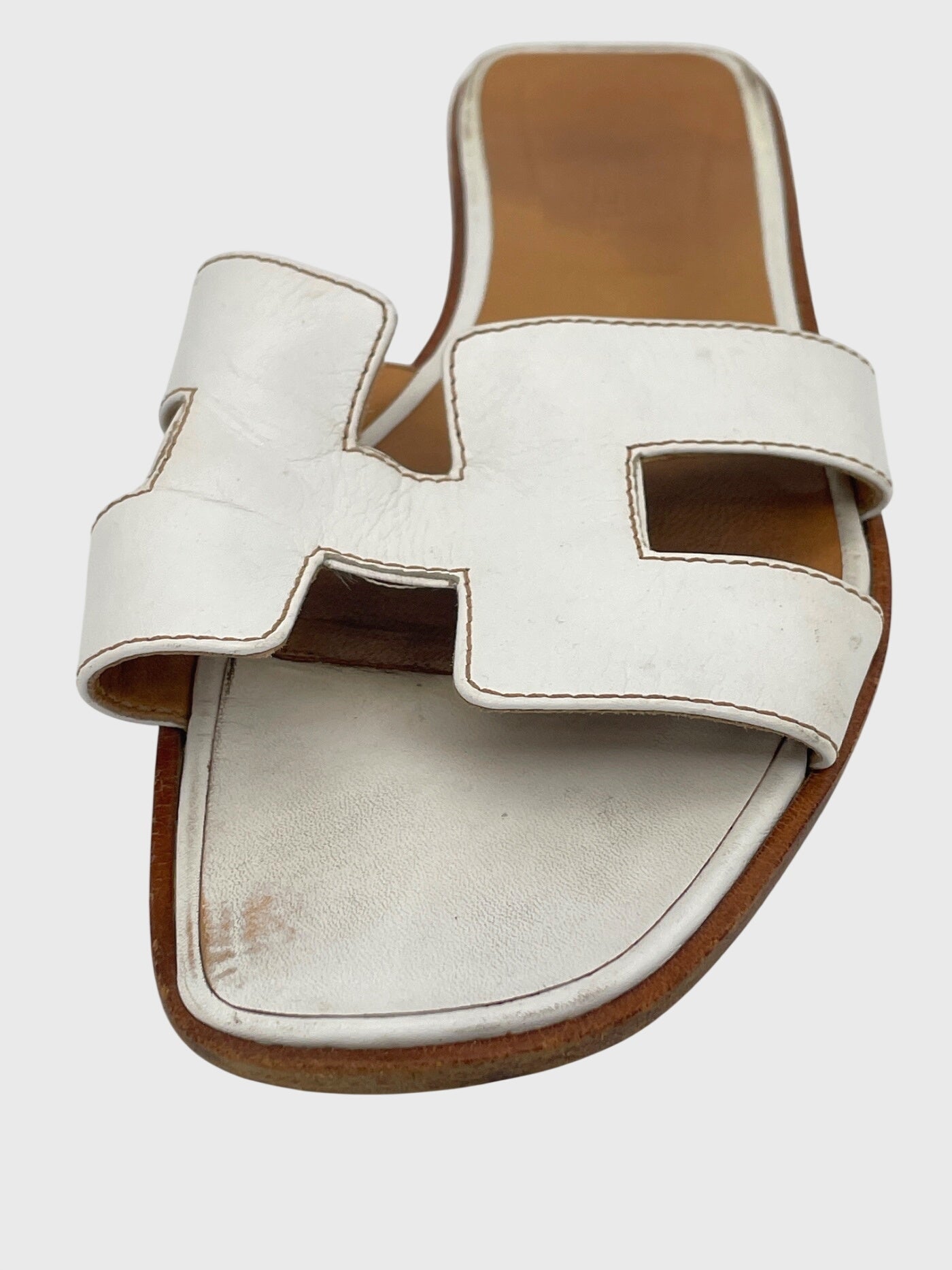 Hermès Oran Flache Sandale EU 39 Weiß - Image 7