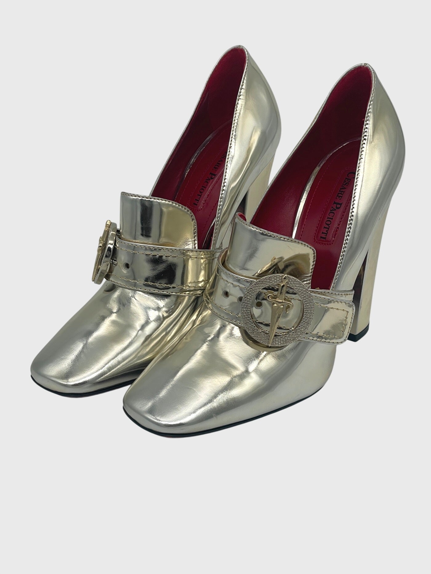 Cesare Paciotti Dagger Buckle Pump EU 39 Metallic - Image 3