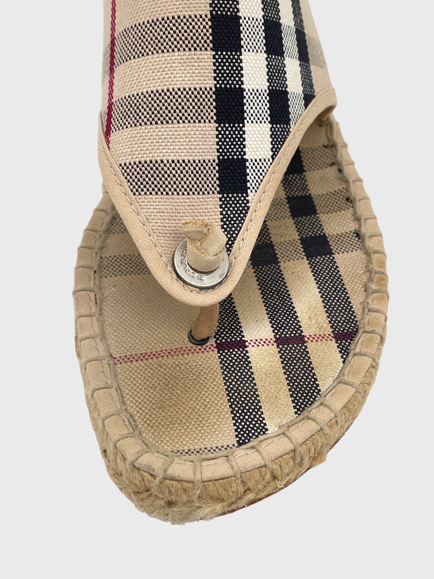 Burberry Vintage Check Espadrille Wedge Zehensteg Sandale EU 40 Beige - Image 6