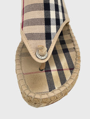 Burberry Vintage Check Espadrille Wedge Zehensteg Sandale EU 40 Beige - Image 6