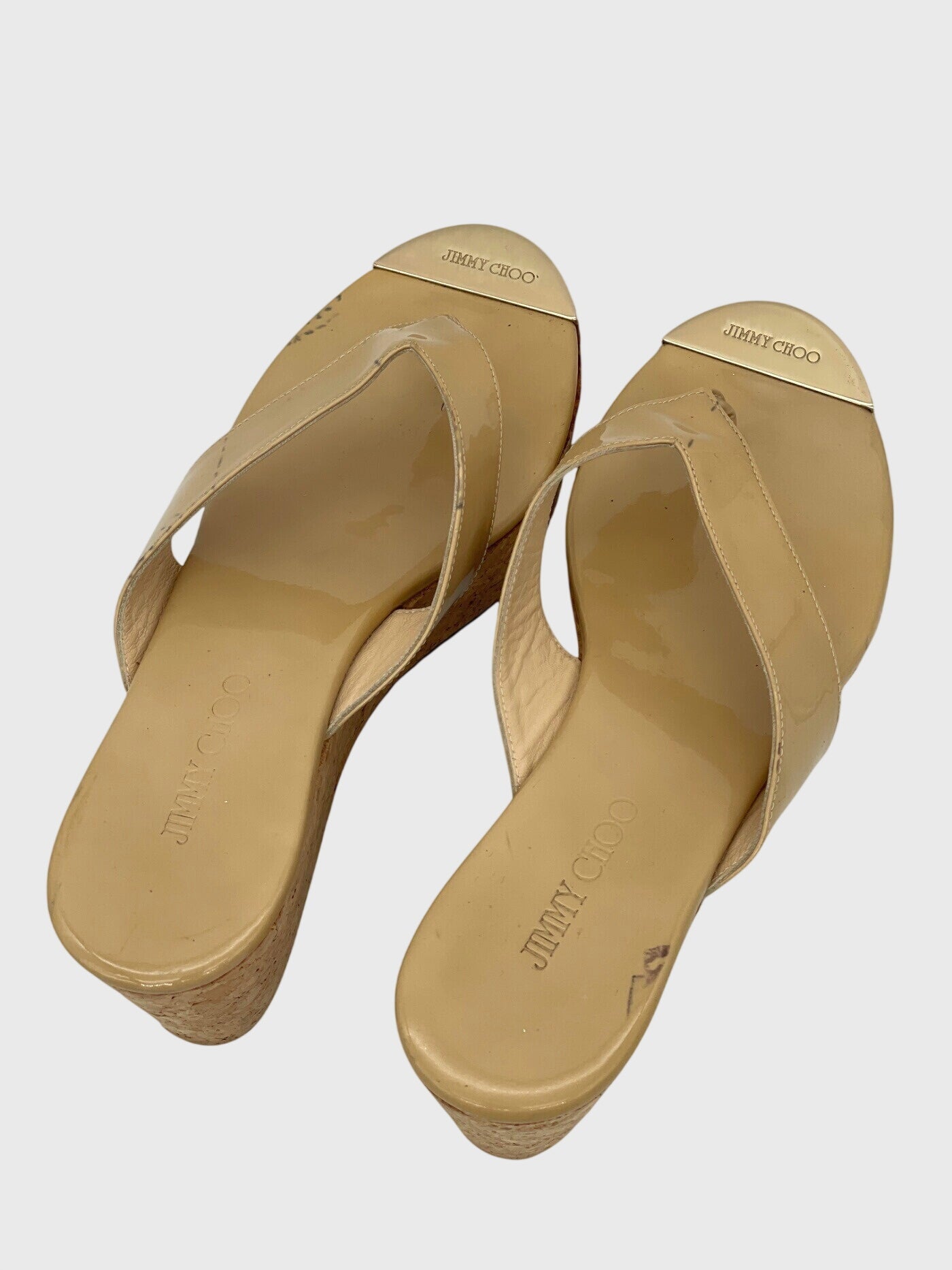 Jimmy Choo Pathos Patent Leather Sandale mit Absatz EU 35.5 Beige - Image 4