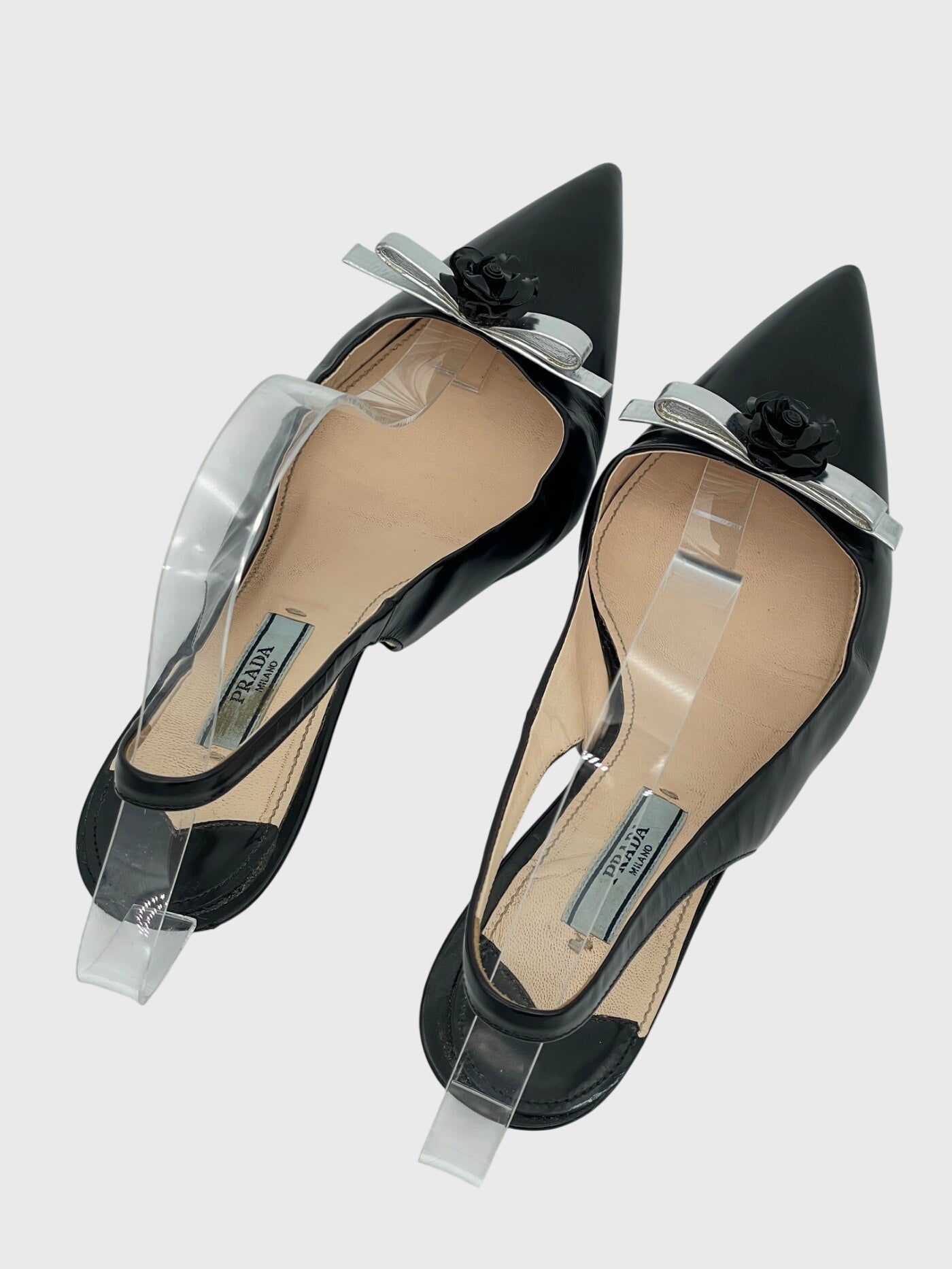 Prada Leather Slingback EU 37.5 Schwarz - Image 4