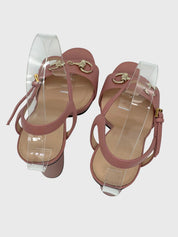 Gucci Horsebit Sandale mit Absatz EU 36 Beige - Image 4