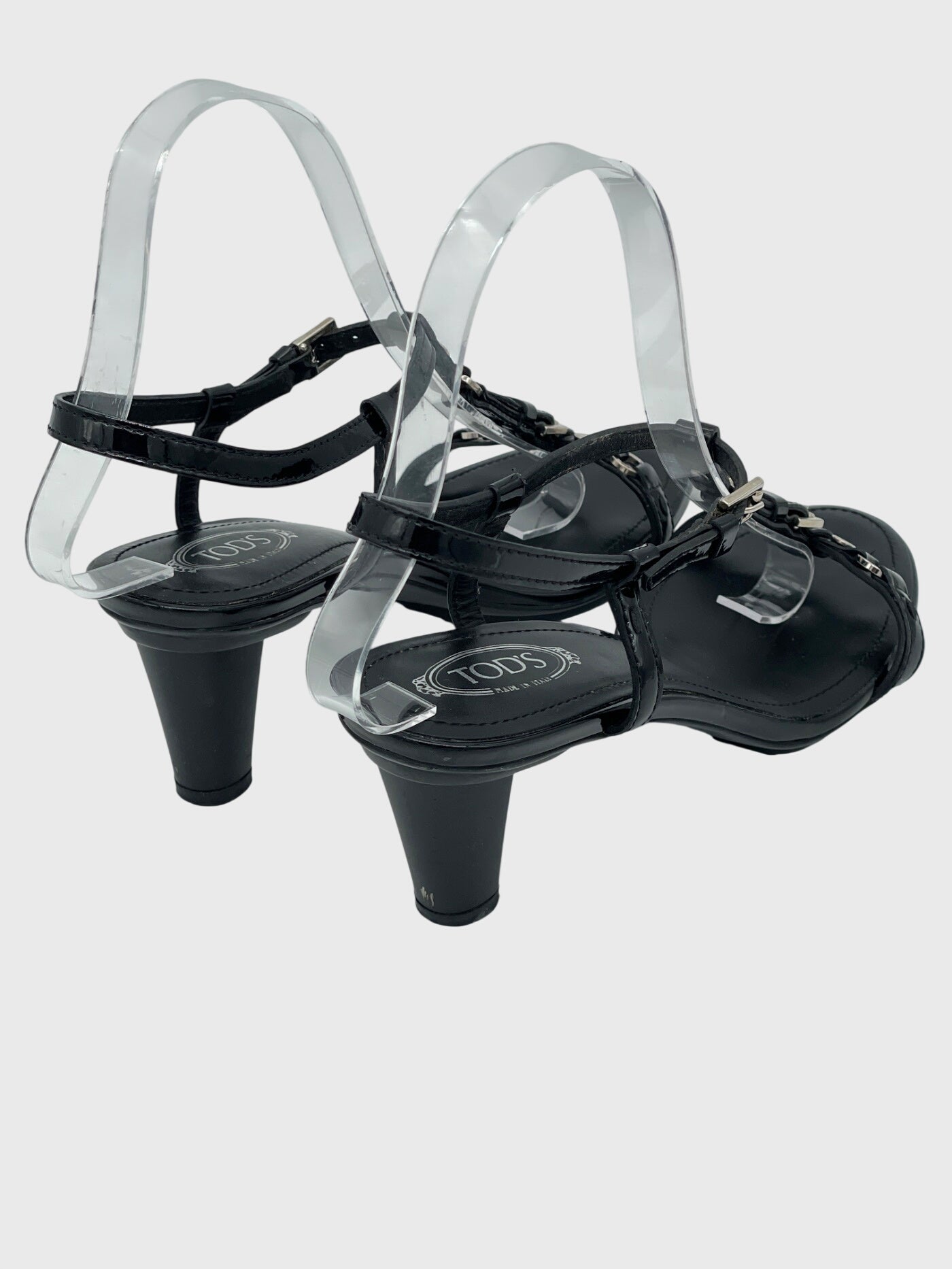 Tod's T-Strap Buckle Detail Sandale mit Absatz EU 36 Schwarz - Image 4