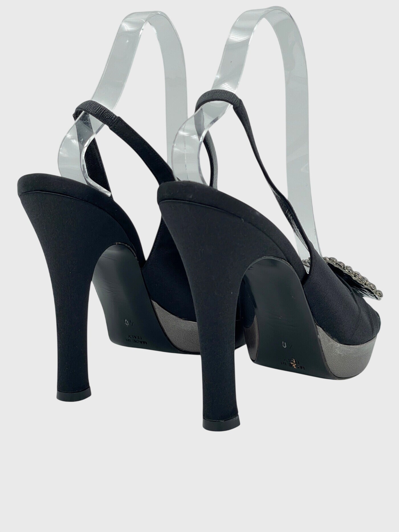 Rene Caovilla Crystal Embellished Platform Slingback EU 40 Schwarz - Image 4