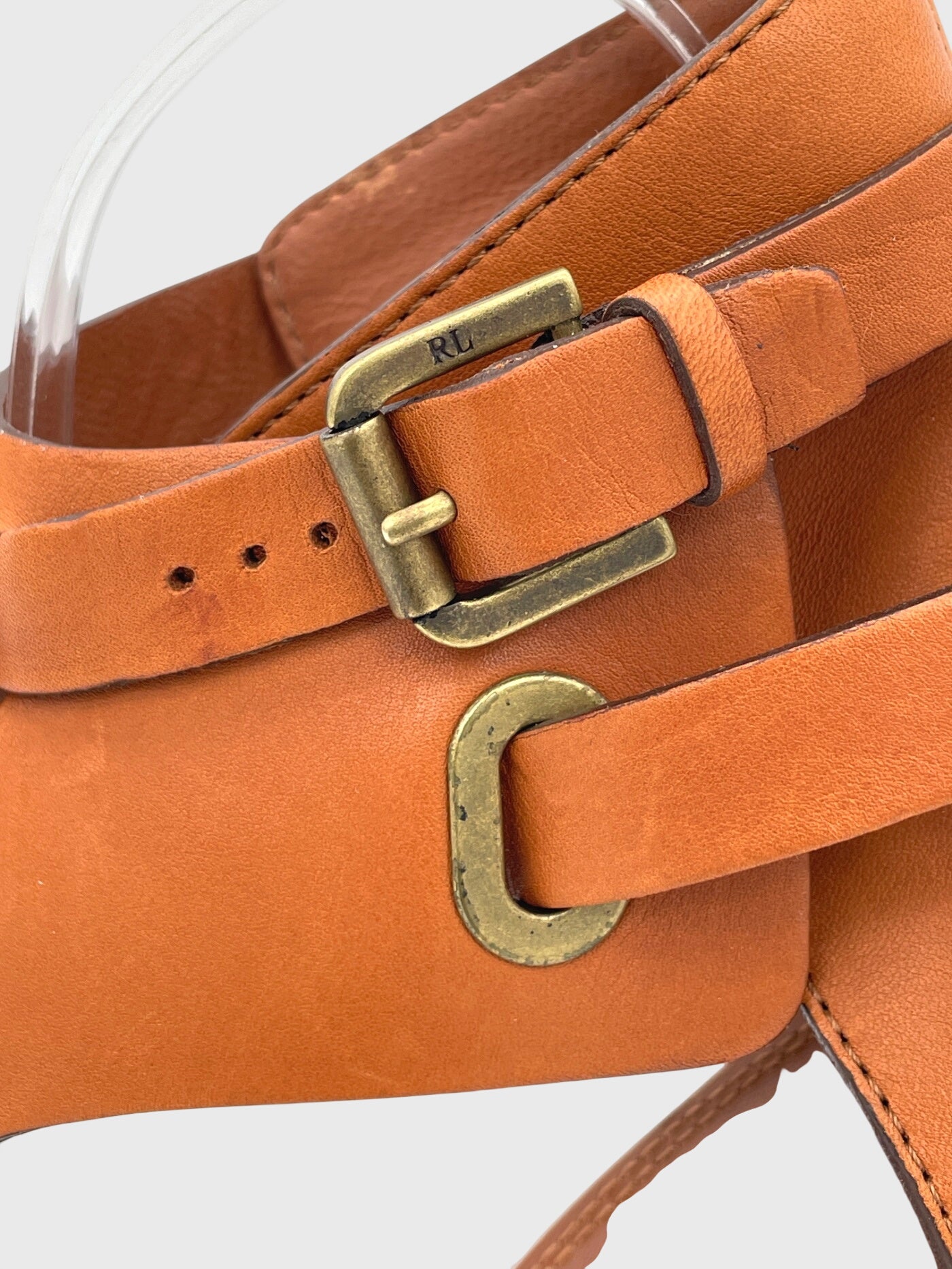 Ralph Lauren Collection T-Strap Vachetta Sandale mit Absatz EU 38.5 Braun - Image 7