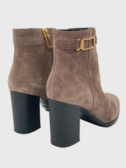 Tod's Suede Gold Buckle  Ankle Boot EU 38.5 Braun - Image 4
