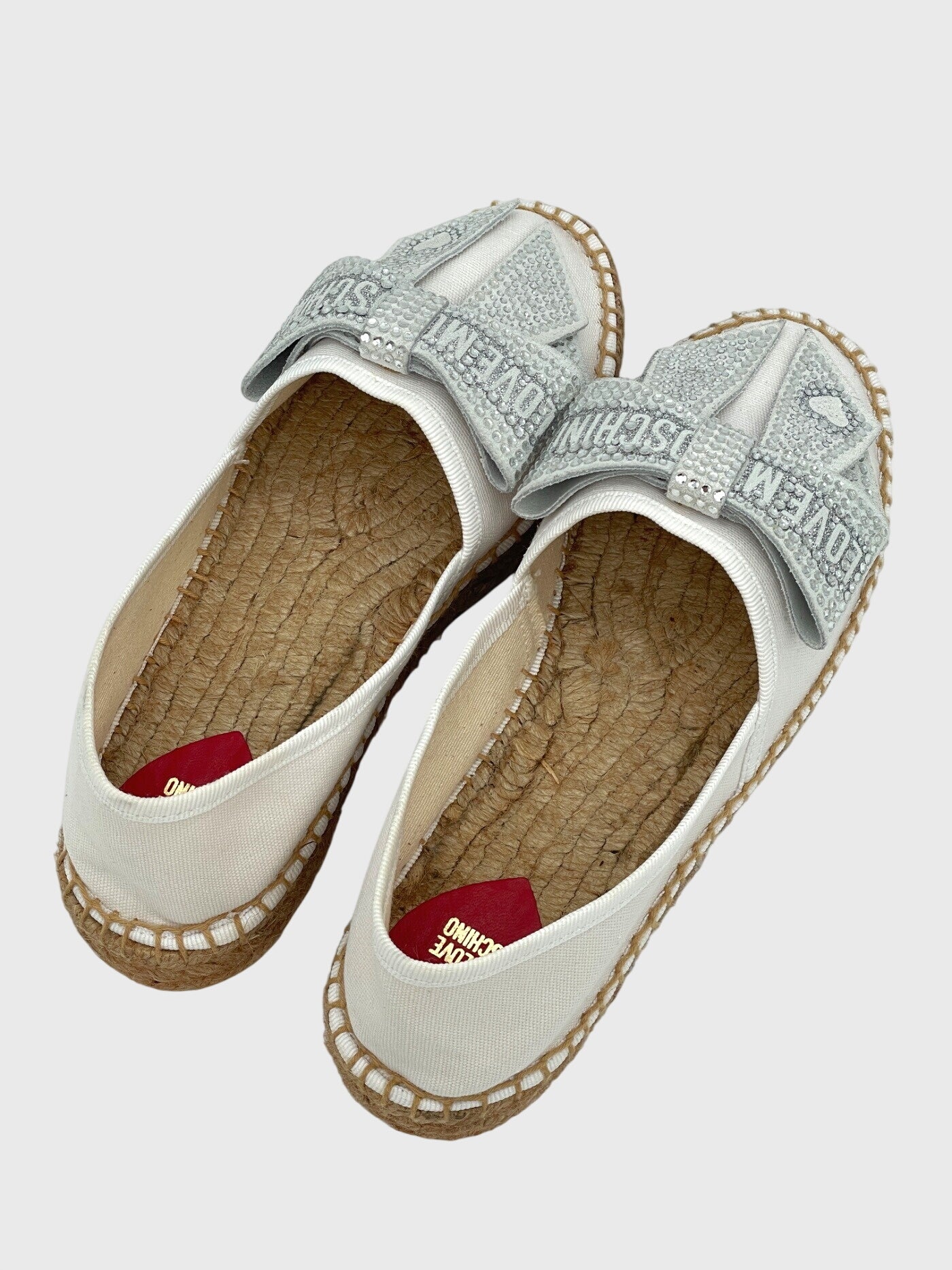 Moschino Shoes Espadrille Strass Bow Slipper EU 36 Weiß - Image 4