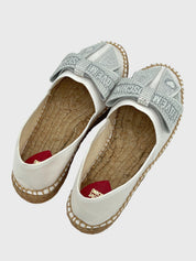 Moschino Shoes Espadrille Strass Bow Slipper EU 36 Weiß - Image 4