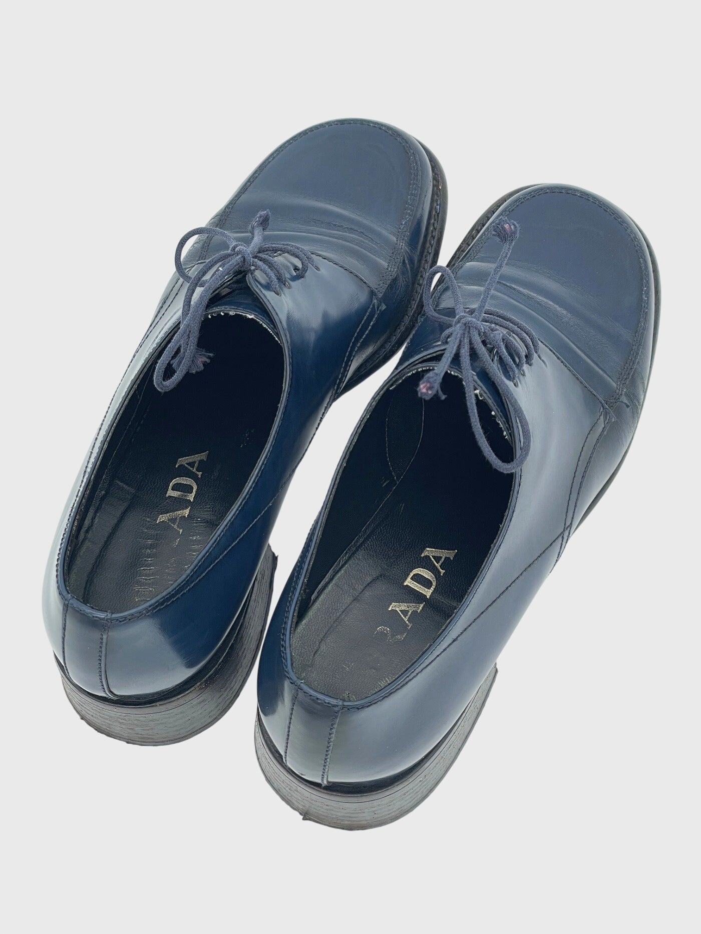 Prada Chunky Block Heel Oxford EU 38.5 Blau - Image 4
