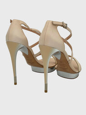 La Perla Leather Stiletto Sandale mit Absatz EU 38 Beige - Image 4