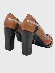 Tod's Stitched Leather Block Heel Pump EU 37 Braun - Image 4