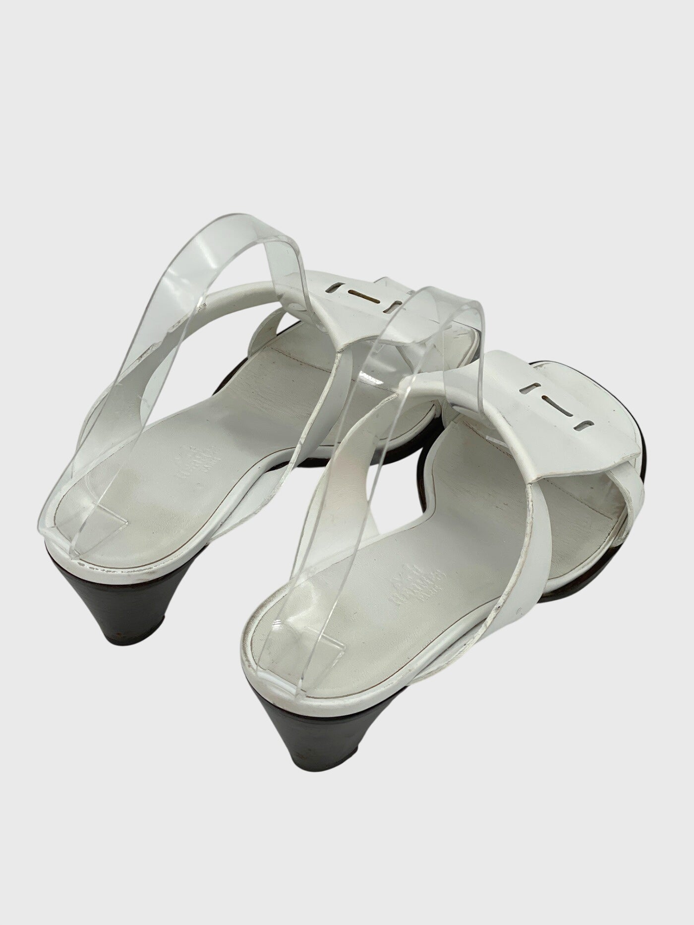 Hermès Vintage Sandale mit Absatz EU 38 Weiß - Image 4