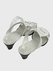 Hermès Vintage Sandale mit Absatz EU 38 Weiß - Image 4