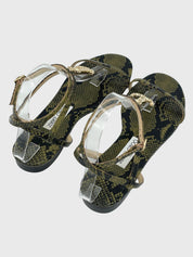 Jimmy Choo Snake Alodie Flache Sandale EU 39 Grün - Image 4