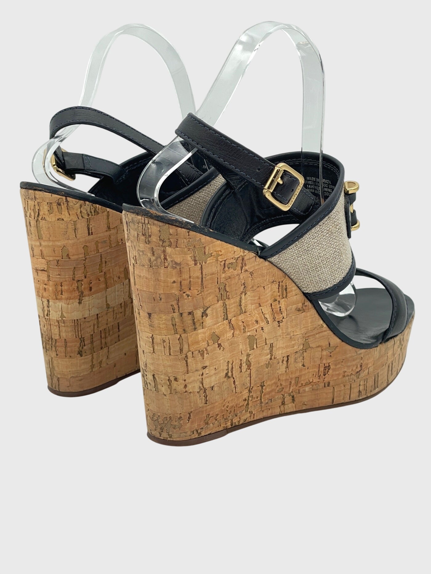 Tory Burch Canvas & Cork Sandale mit Absatz EU 39 Mehrfarbig - Image 4