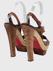 Christian Louboutin Calfskin Sandale mit Absatz EU 38 Braun - Image 4
