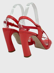 Miu Miu Patent Leather Platform Sandale mit Absatz EU 39.5 Rot - Image 4