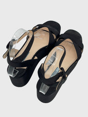 Prada Satin Platform Sandale mit Absatz EU 39.5 Schwarz - Image 4