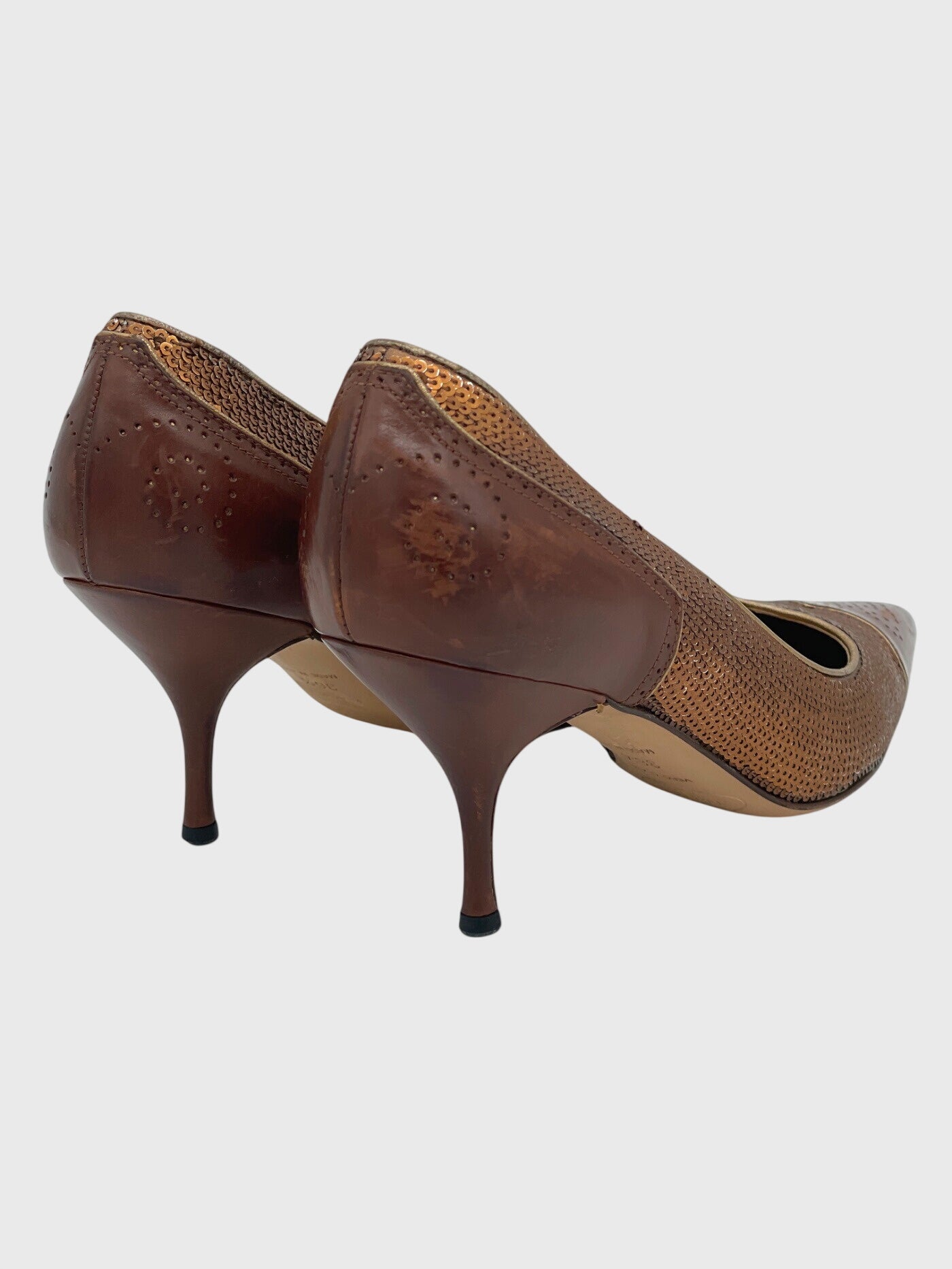 Prada Sequin Pointed Toe Pump EU 36.5 Braun - Image 4