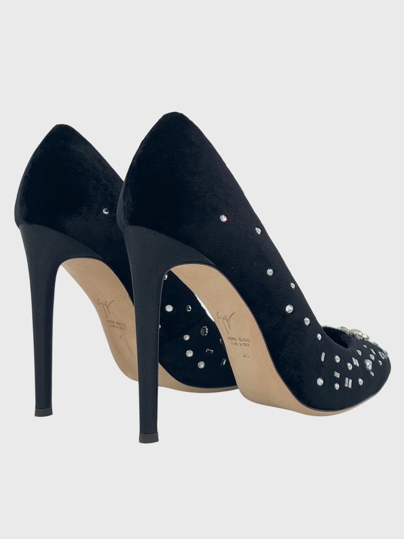 Giuseppe Zanotti Crystal Velvet Pump EU 40 Schwarz - Image 4