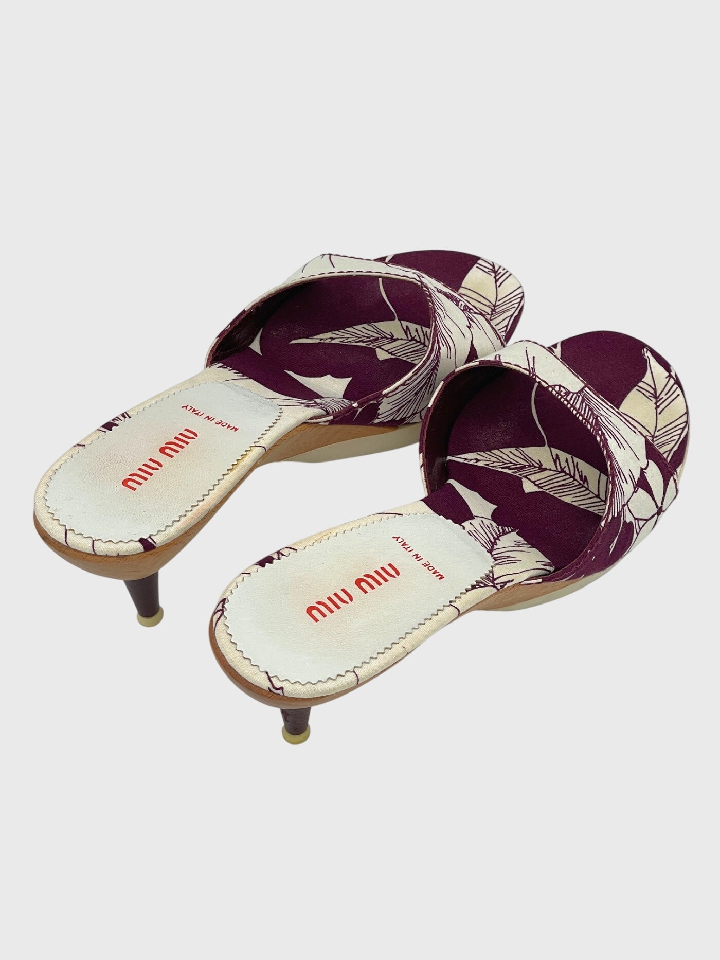 Miu Miu Floral Canvas Wood Mule Pump EU 39 Musterprint - Image 4
