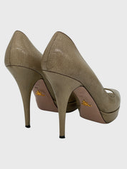 Prada Peeptoe Plateau Pump EU 40 Beige - Image 4