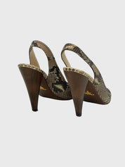 Prada Python Peep-Toe Slingback EU 37 Animalprint - Image 4