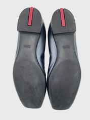 Prada Buckle Detail Square Toe Ballerina EU 39 Metallic