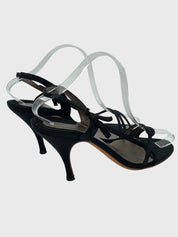 Salvatore Ferragamo Strappy Satin Sandale mit Absatz EU 39.5 Schwarz - Image 4