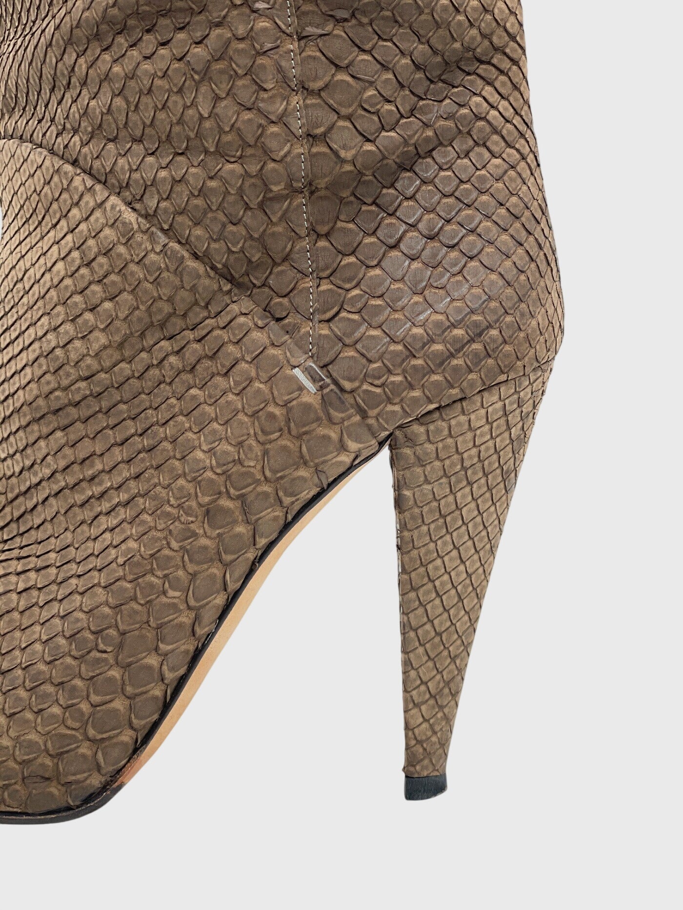 Bally Python Skin High Heel Stiefel EU 38.5 Braun - Image 5