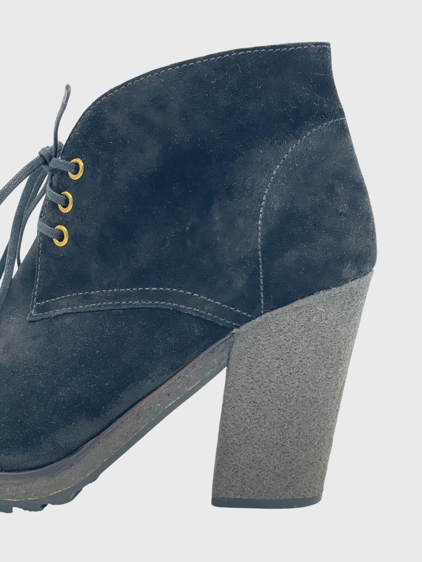 Prada Suede Lace-Up Platform Ankle Boot EU 37 Schwarz - Image 5