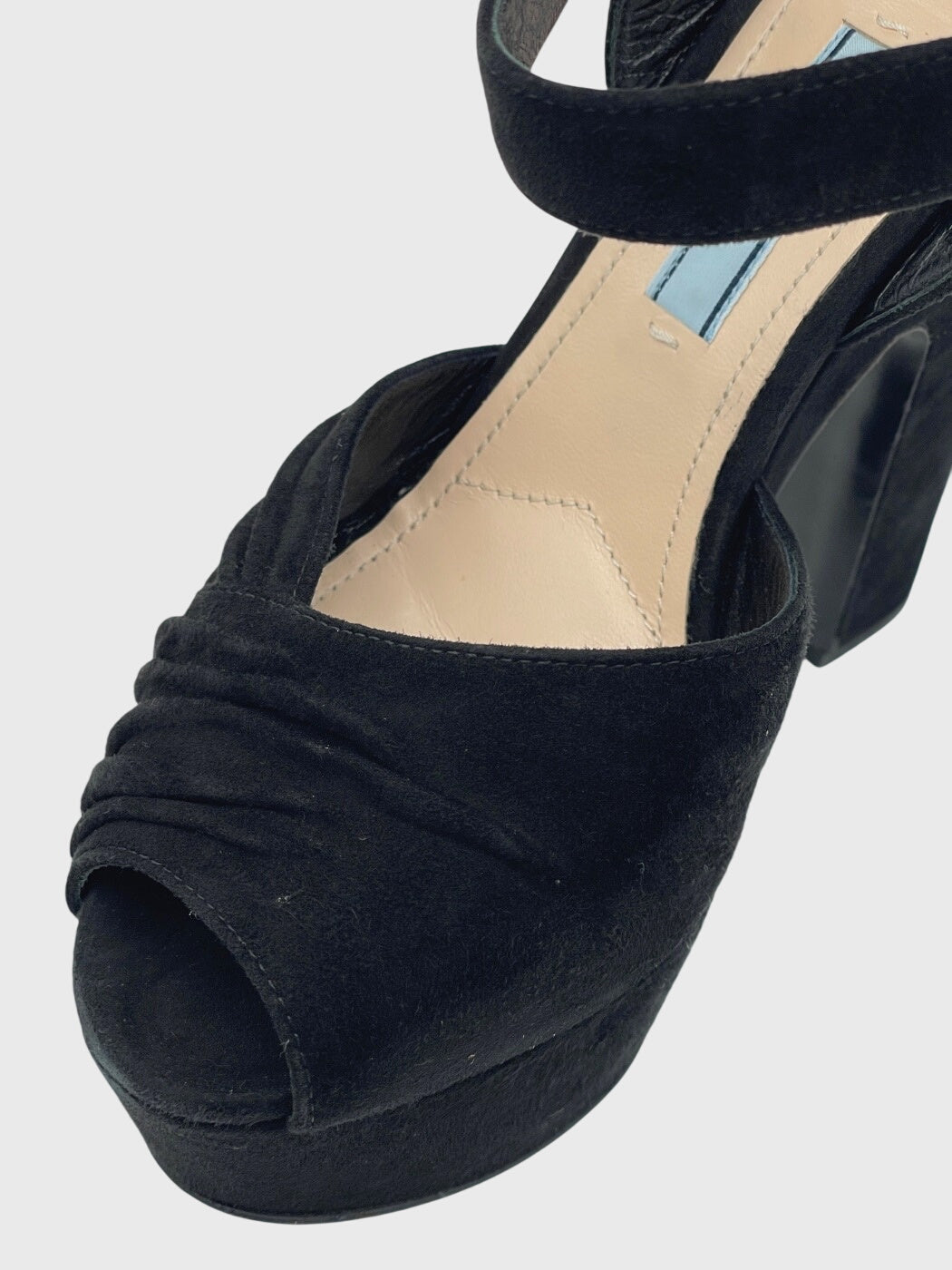 Prada Suede Platform Sandale mit Absatz EU 35 Schwarz - Image 5