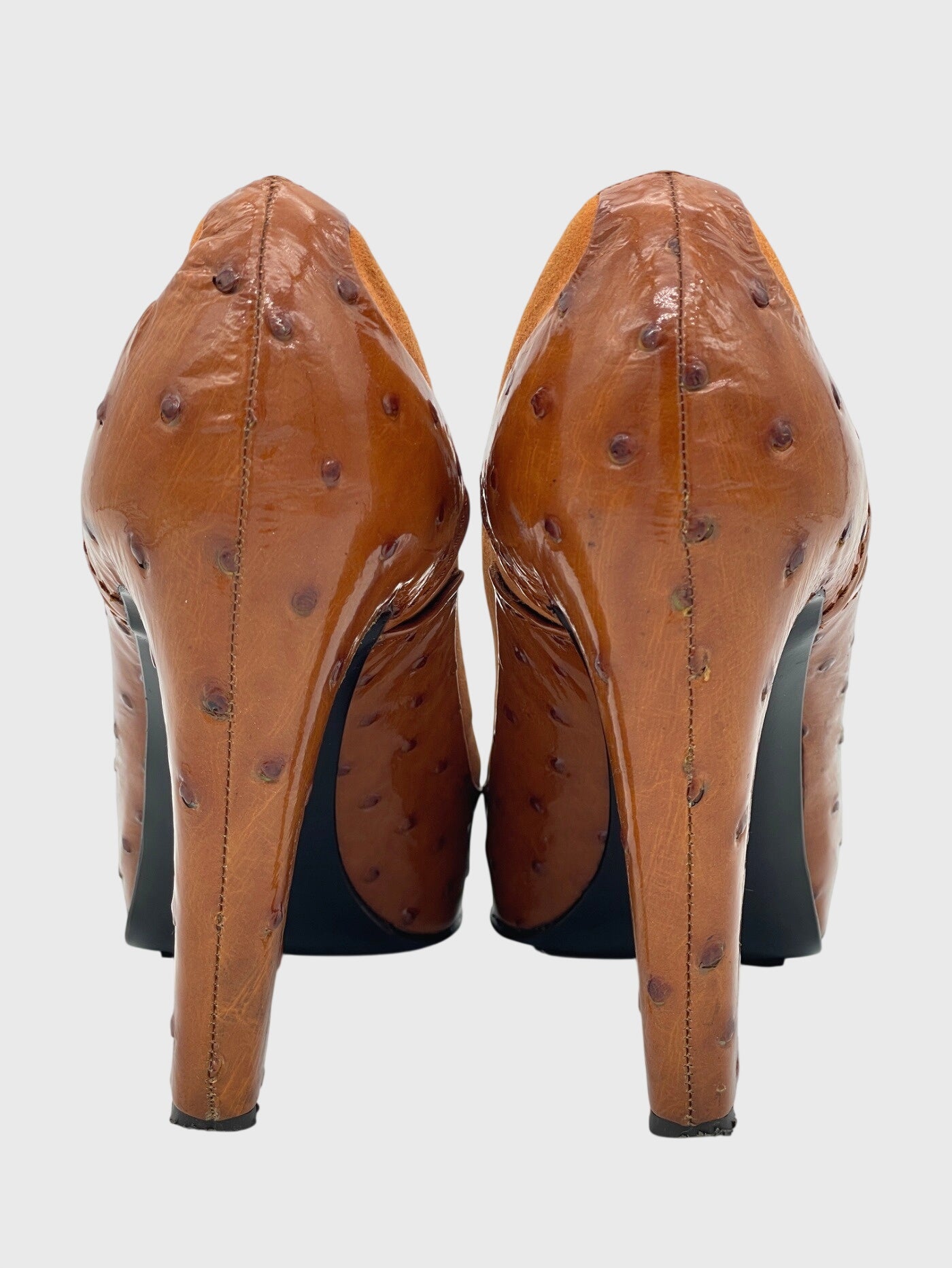 Bally Ostrich Leather Plateau Pump EU 39 Braun - Image 5