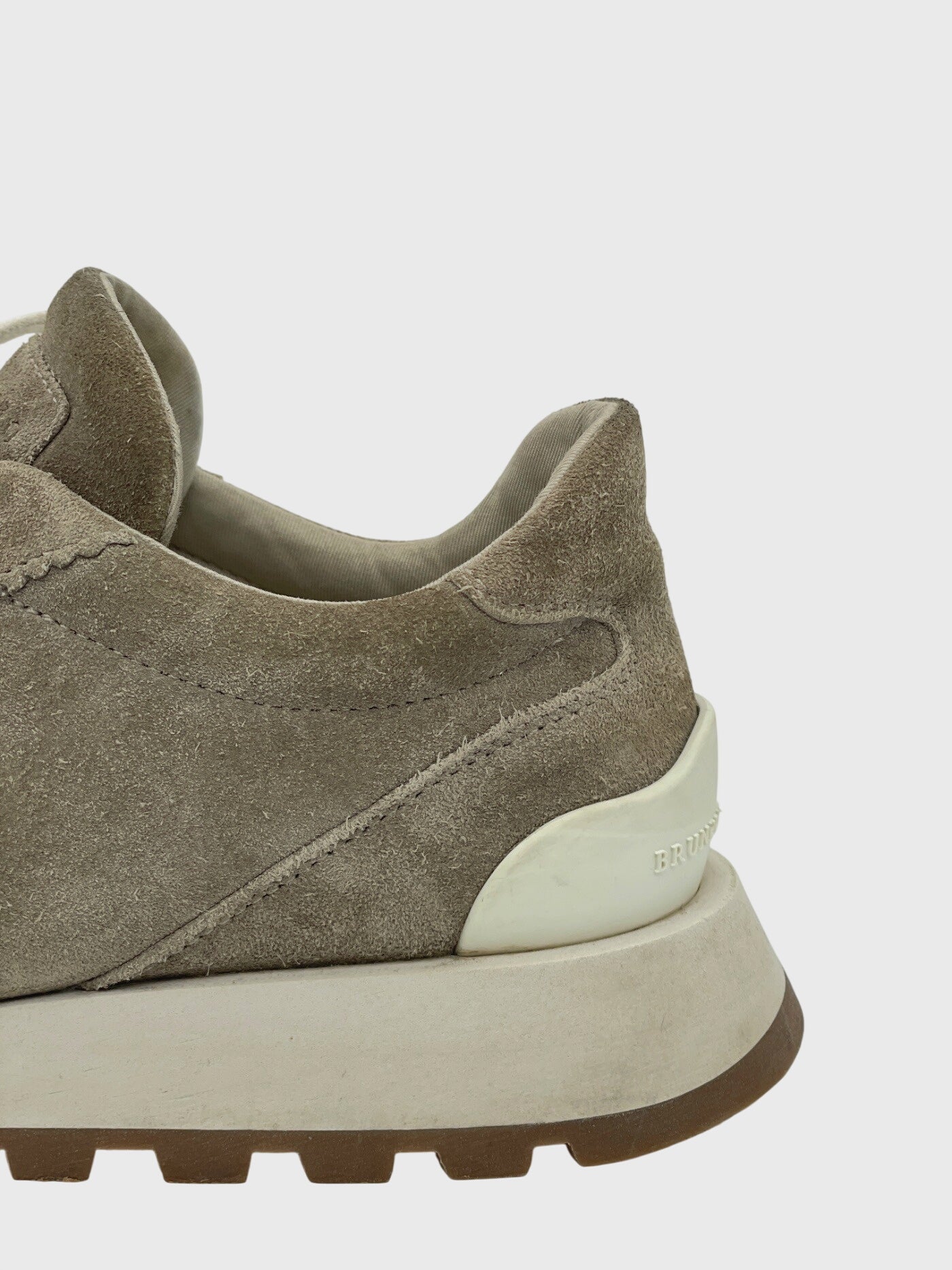 Brunello Cucinelli Monili Suede Runner Low Top Sneaker EU 37.5 Beige - Image 5