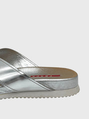 Prada Linea Rossa Zehensteg Sandale EU 39 Metallic - Image 5