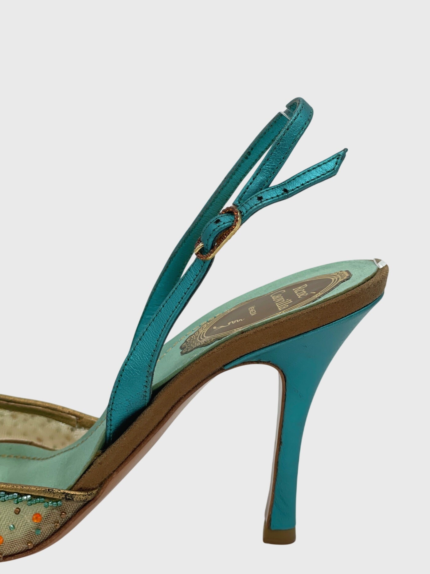 Rene Caovilla Beaded Mesh Rose Slingback EU 39.5 Mehrfarbig - Image 6