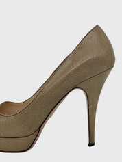 Prada Peeptoe Plateau Pump EU 40 Beige - Image 5