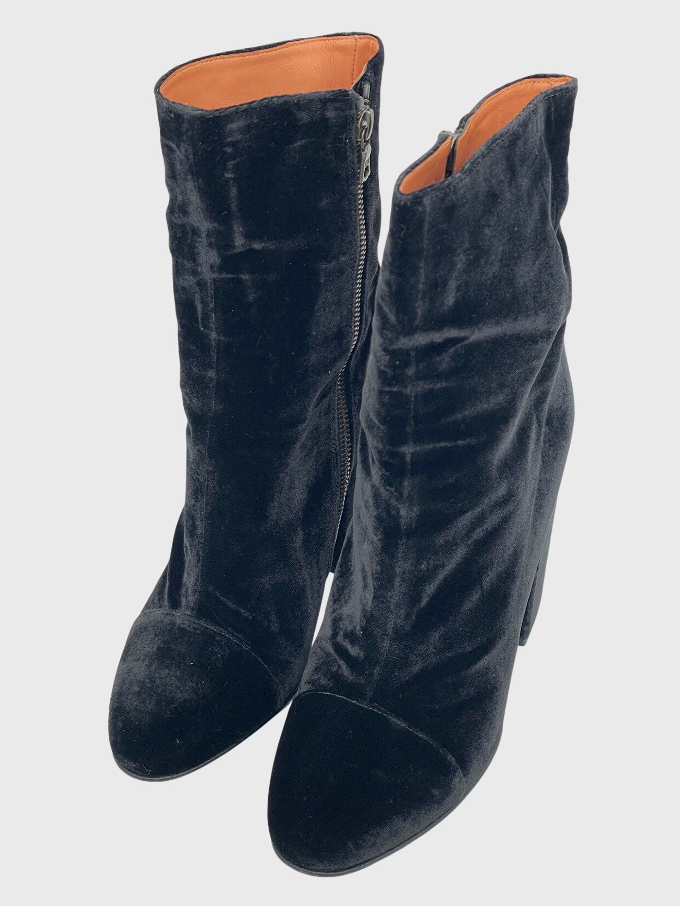 Dries Van Noten Velvet Block Heel Ankle Boot EU 39.5 Schwarz