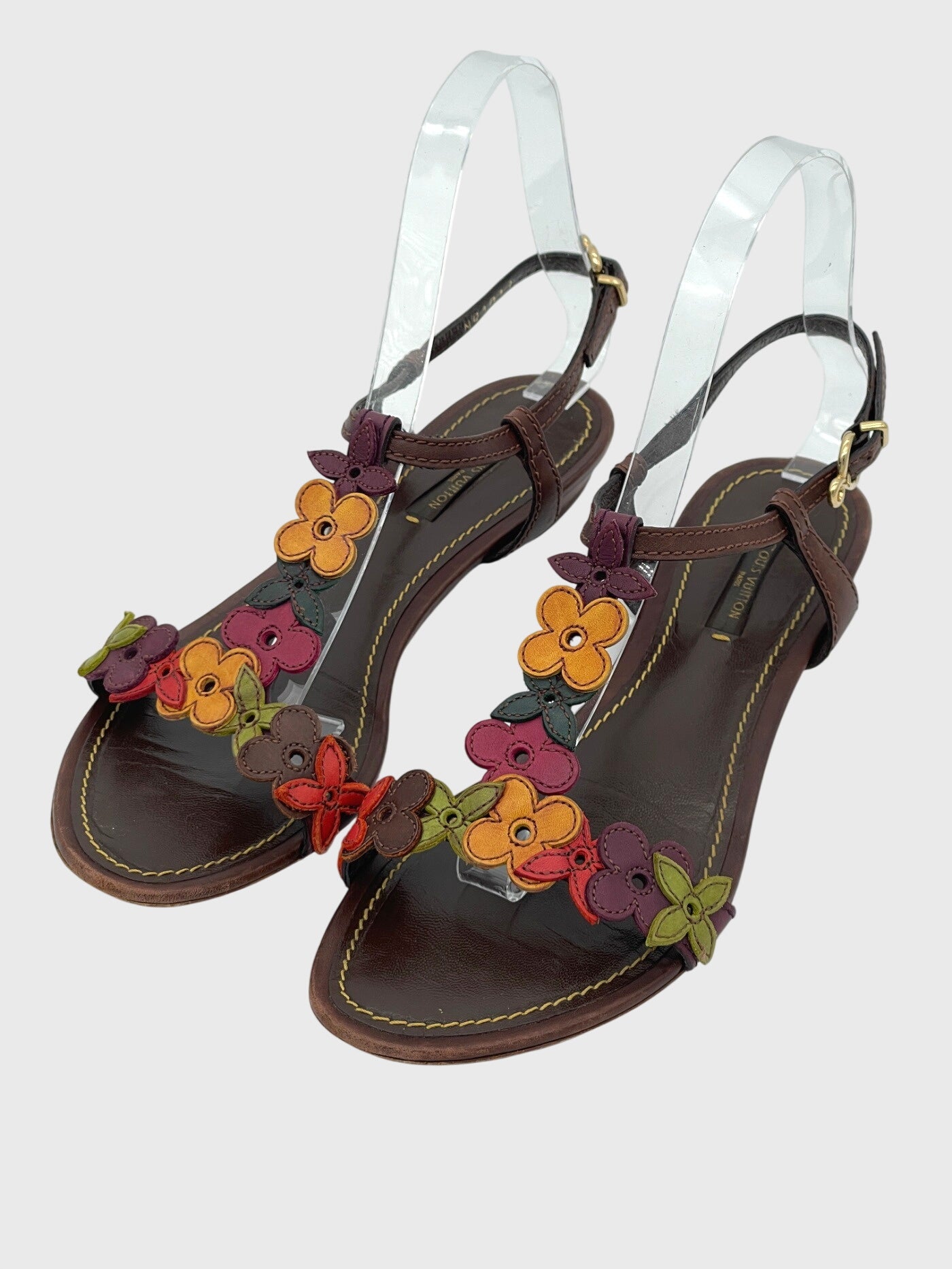 Louis Vuitton Aubepine Floral  Flache Sandale EU 37 Mehrfarbig