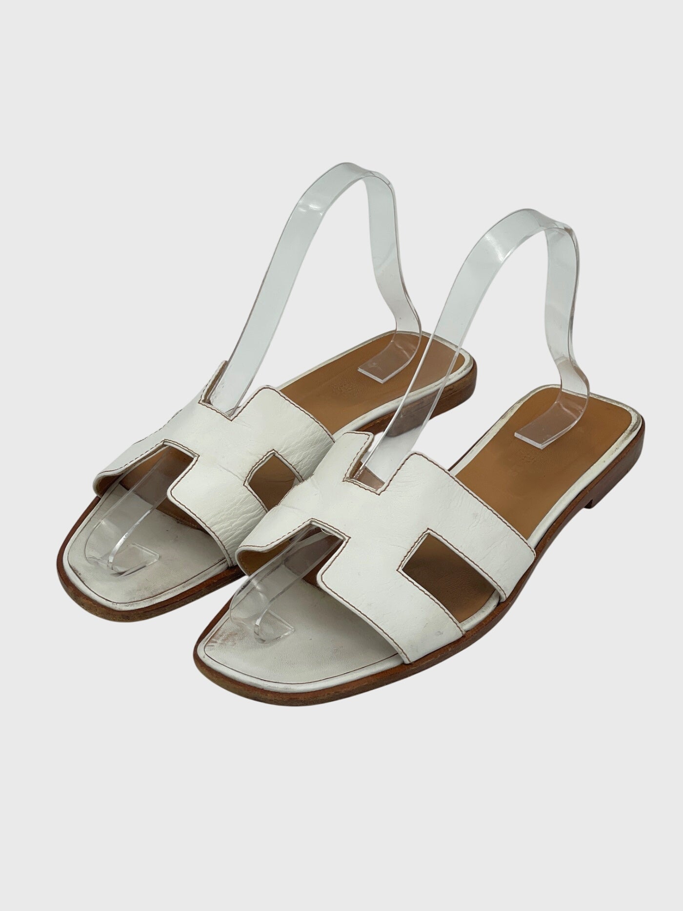 Hermès Oran Flache Sandale EU 39 Weiß - Image 3