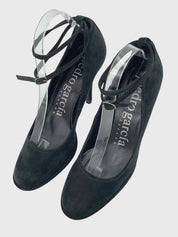Pedro Garcia Suede Ankle Strap Plateau Pump EU 38 Schwarz